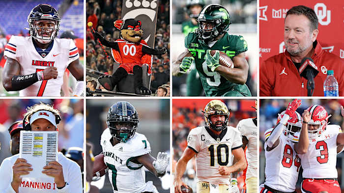 Scenes from bowl teams includes Liberty QB Malik Willis, Ole Miss coach Lane Kiffin and Wake Forest QB Sam Hartman.